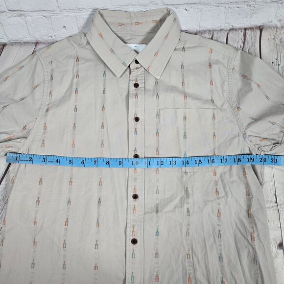 Katin Zenith Short Sleeve Tan Button Down Multi Color Jacquard stripe Shirt S - Picture 7 of 8